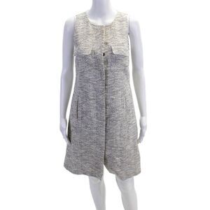 Adam Women Shift Dress Gray Sleeveless Mid-Calf Crew Neck Size 4